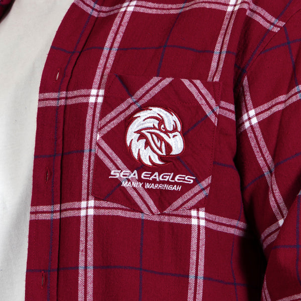 Manly Sea Eagles NRL Mens Adults Mustang Flannel Shirt