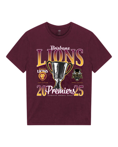 Brisbane Lions 2025 Premiers Mens Adults P2 Cup T-Shirt