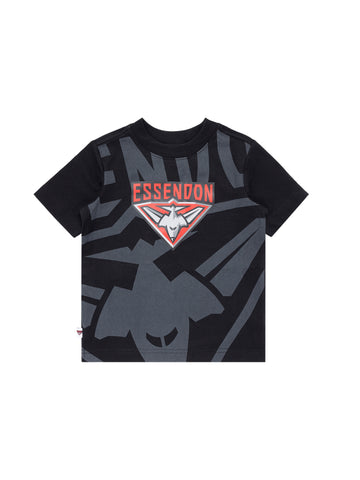 Essendon Bombers Boys Youth Oversize Crop Logo Tee