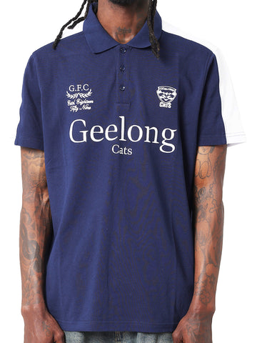 Geelong Cats Mens Adults Multi Logo Polo Shirt