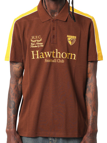 Hawthorn Hawks Mens Adults Multi Logo Cotton Polo Shirt