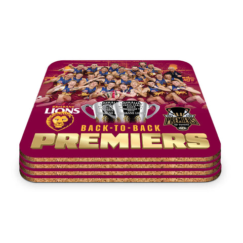 Brisbane Lions 2025 Premiers Team Image Coasters 4 Pack PH2