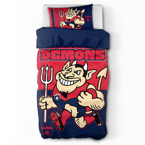 Melbourne Demons Mascot Single Quilt Doona Duvet Cover Pillowcase Set