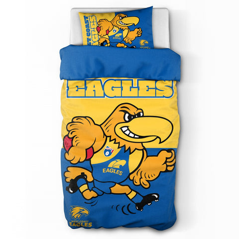 West Coast Eagles Mascot Single Quilt Doona Duvet Cover Pillowcase Set