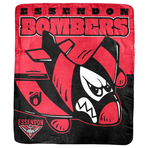 Essendon Bombers Retro Mascot Coral Fleece Throw Rug