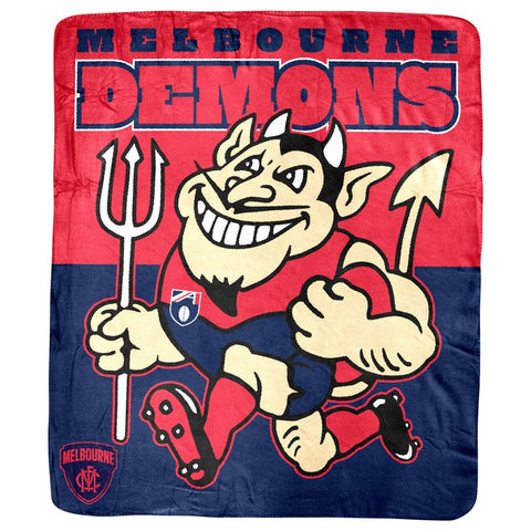 Melbourne Demons Retro Mascot Coral Fleece Throw Rug