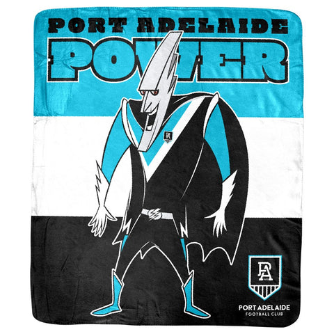 Port Adelaide Power Retro Mascot Coral Fleece Throw Rug