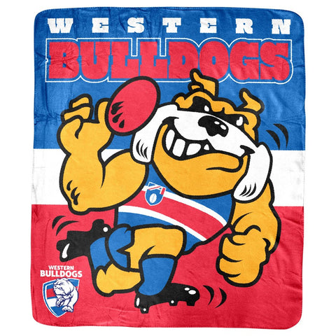 Western Bulldogs Retro Mascot Coral Fleece Throw Rug