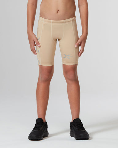 2XU Core Boys Youth Compression Shorts Beige Beige