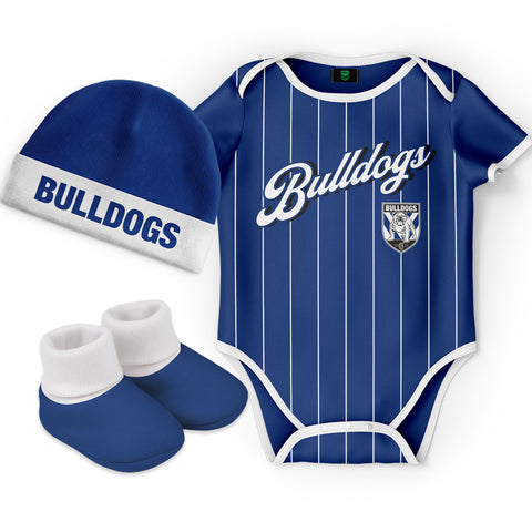 Canterbury Bulldogs NRL 'Lullaby' Baby Romper Bodysuit 3pc Gift Set