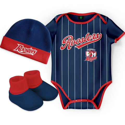 Sydney Roosters NRL 'Lullaby' Baby Romper Bodysuit 3pc Gift Set