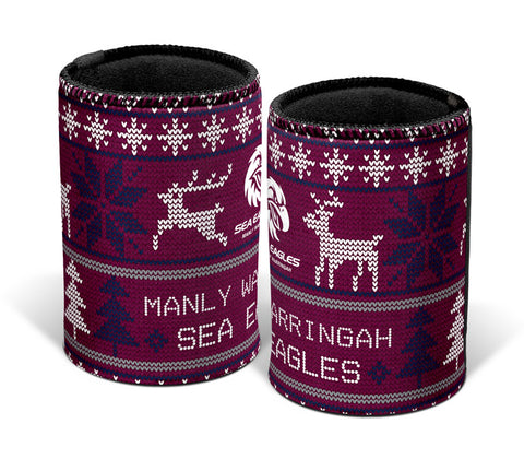 Manly Sea Eagles NRL Christmas Ugly Can Cooler