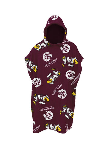 Manly Sea Eagles NRL Kids Youth Hooded Beach Towel