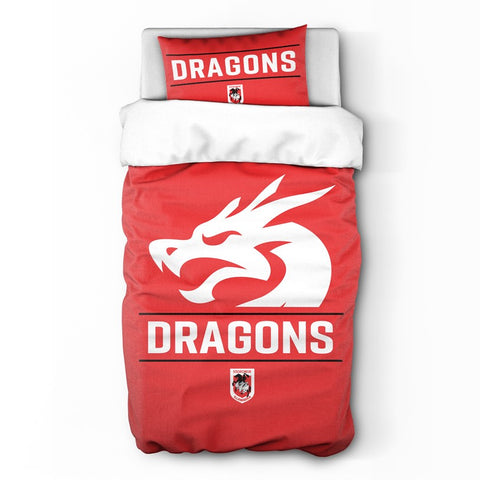 St George Dragons NRL Logo Single Quilt Doona Duvet Cover Pillowcase Set