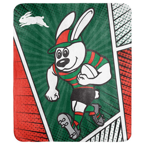 South Sydney Rabbitohs NRL Mascot Coral Fleece Throw Rug