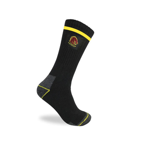 Brisbane Broncos NRL Mens Heavy Duty Work Socks 2pk