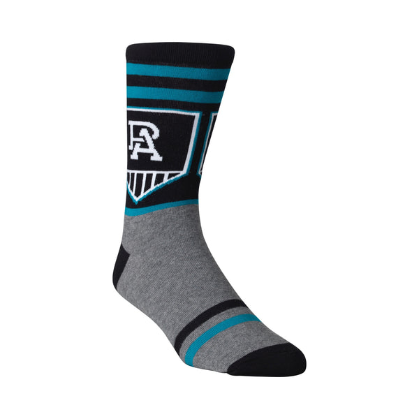 Port Adelaide Power Mens Adults Retro Satin Boxer Shorts and Socks Gift Pack