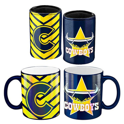 North Queensland Cowboys NRL Metallic Mug and Can Cooler Pack