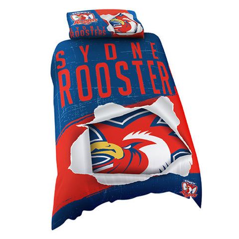 Sydney Roosters Single Quilt Doona Cover Pillow Case Set - Spectator Sports Online