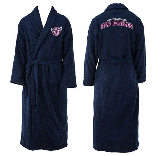 Manly Sea Eagles NRL Mens Adults Long Sleeve Robe Dressing Gown