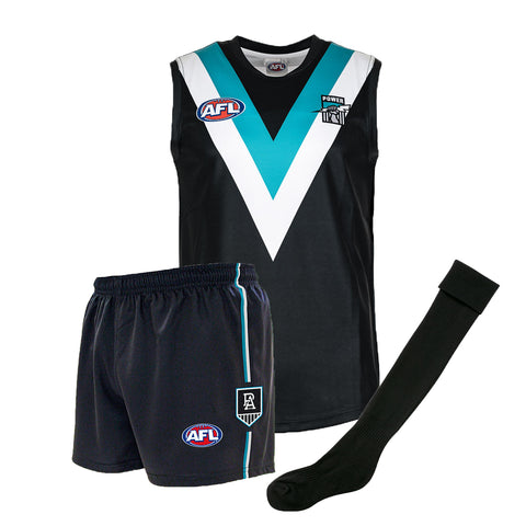 Port Adelaide Power Kids Youths AFL Auskick Playing Pack Jumper Guernsey Shorts Socks