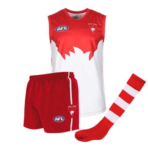 Sydney Swans Kids Youths AFL Auskick Playing Pack Jumper Guernsey Shorts Socks