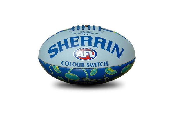 Sherrin AFL Auskick UV Activated Colour Switch Blue/White Football Size 2
