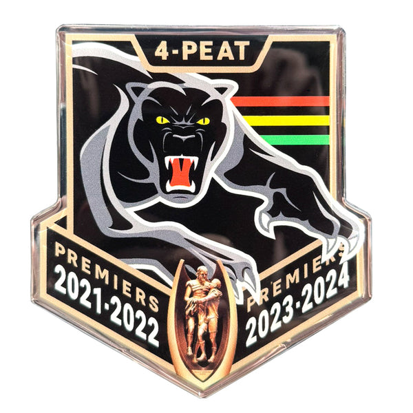 Penrith Panthers NRL 4-Peat Premiers Premium Chrome Logo Car Decal Sticker