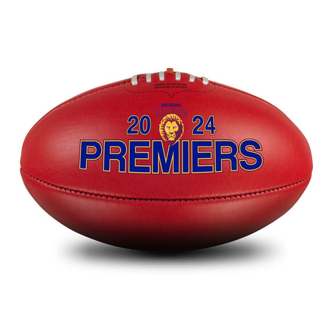 PREORDER - Brisbane Lions 2024 Premiers Sherrin Split Leather Red Football size 5