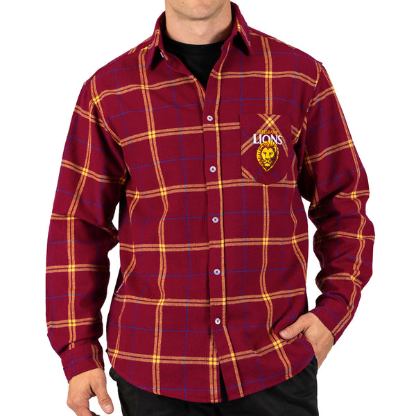 Brisbane Lions Mens Adults Mustang Flannel Shirt