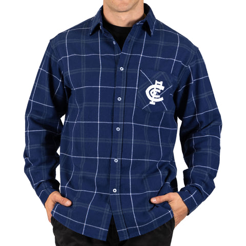 Carlton Blues Mens Adults Mustang Flannel Shirt