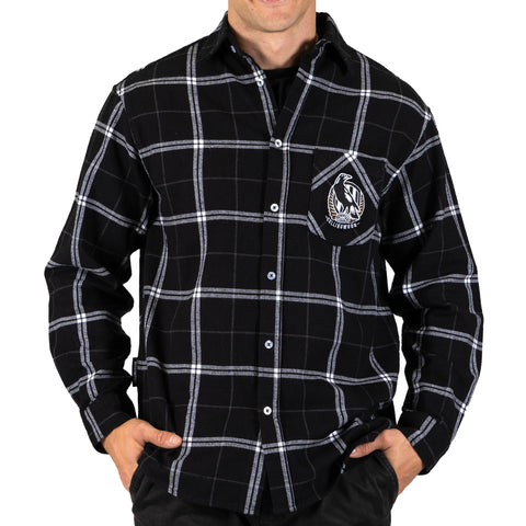 Collingwood Magpies Mens Adults Mustang Flannel Shirt