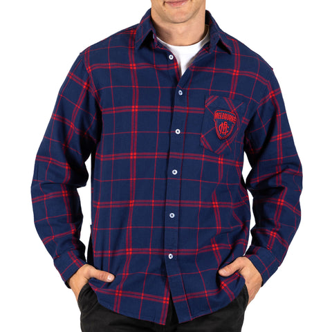 Melbourne Demons Mens Adults Mustang Flannel Shirt