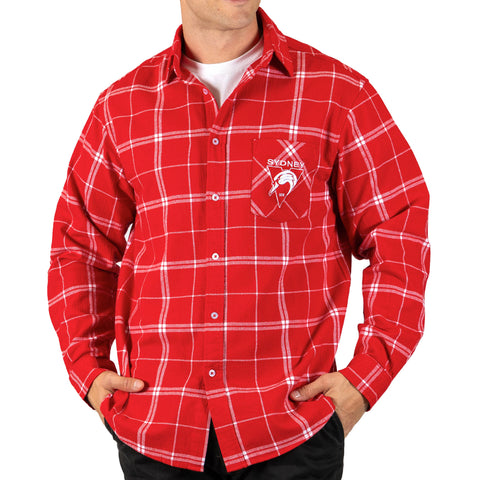 Sydney Swans Mens Adults Mustang Flannel Shirt