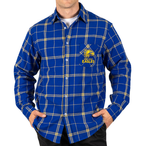 West Coast Eagles Mens Adults Mustang Flannel Shirt