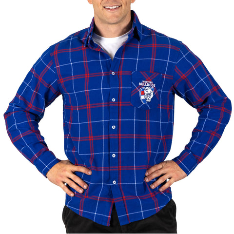 Western Bulldogs Mens Adults Mustang Flannel Shirt