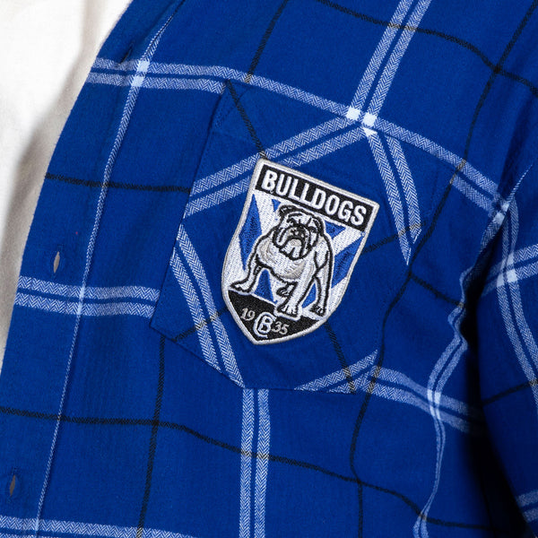 Canterbury Bulldogs NRL Mens Adults Mustang Flannel Shirt