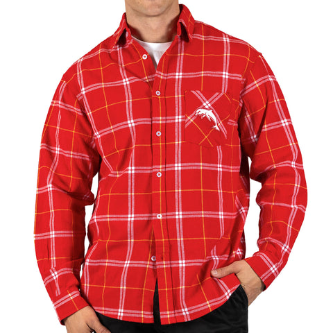 Redcliffe Dolphins NRL Mens Adults Mustang Flannel Shirt