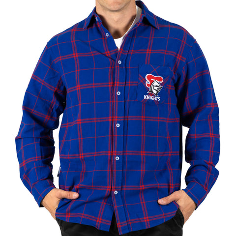 Newcastle Knights NRL Mens Adults Mustang Flannel Shirt