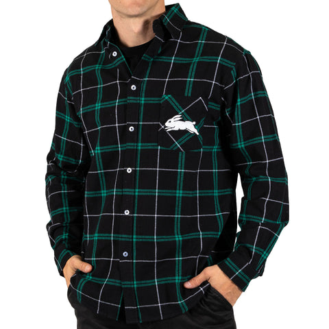 South Sydney Rabbitohs NRL Mens Adults Mustang Flannel Shirt