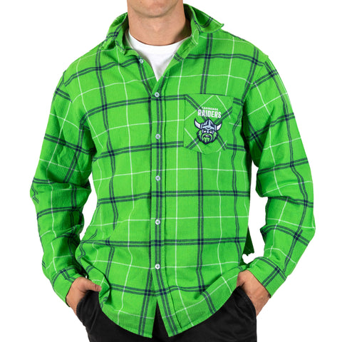 Canberra Raiders NRL Mens Adults Mustang Flannel Shirt