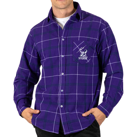 Melbourne Storm NRL Mens Adults Mustang Flannel Shirt