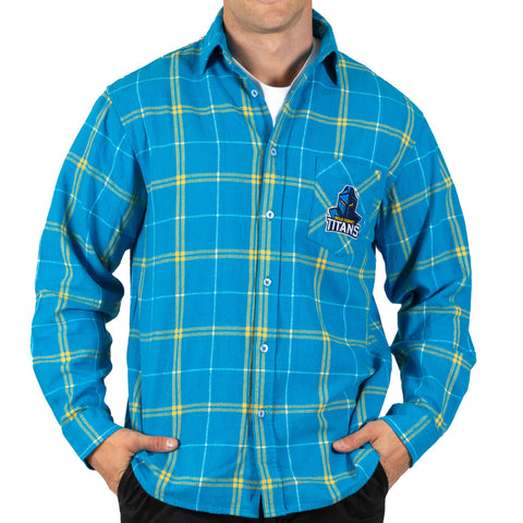 Gold Coast Titans NRL Mens Adults Mustang Flannel Shirt