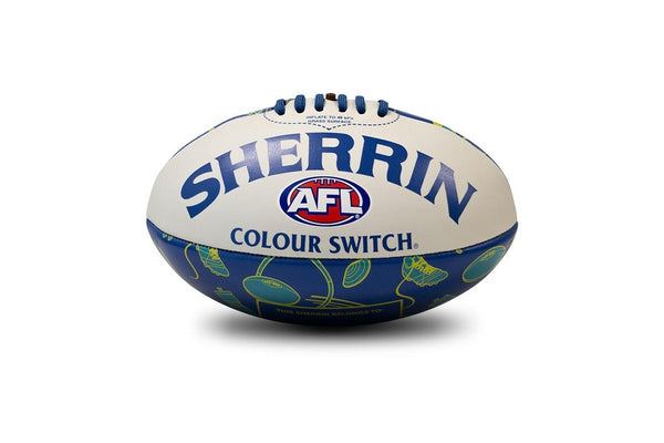 Sherrin AFL Auskick UV Activated Colour Switch Blue/White Football Size 2