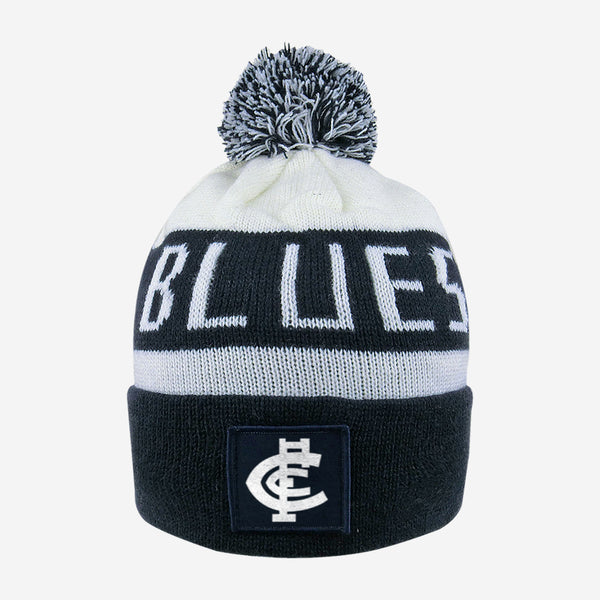 Carlton Blues Pom Pom Bar Beanie
