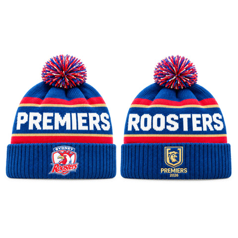 PREORDER - Sydney Roosters NRL 2026 Premiers Mens Adults Pom Pom Beanie