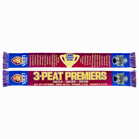 Brisbane Lions 2026 Premiers Mens Adults Scarf