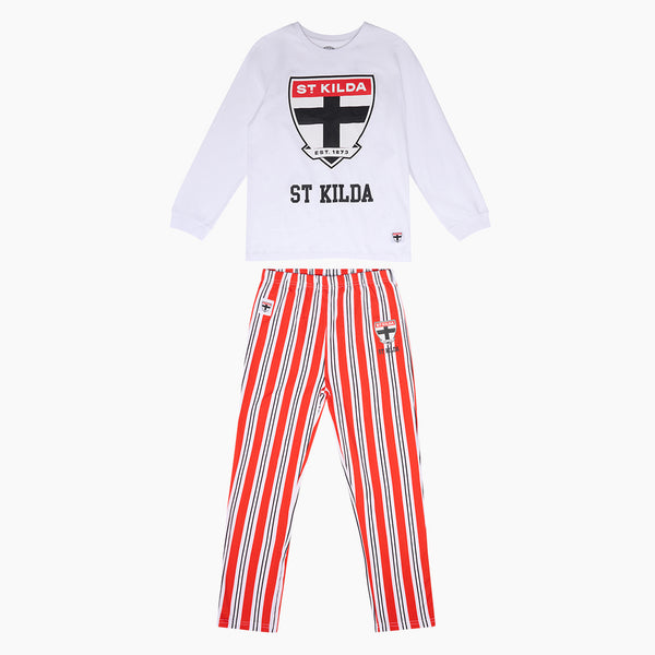 St Kilda Saints AFL Youth Team Pyjamas 2-Piece PJ Set - Long Sleeve Tee and Pants