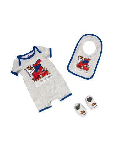 Adelaide Crows Baby Infants Footy Fan Romper Bib Booties Gift Set