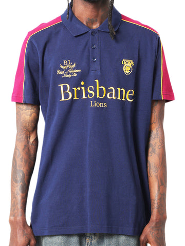 Brisbane Lions Mens Adults Multi Logo Cotton Polo Shirt